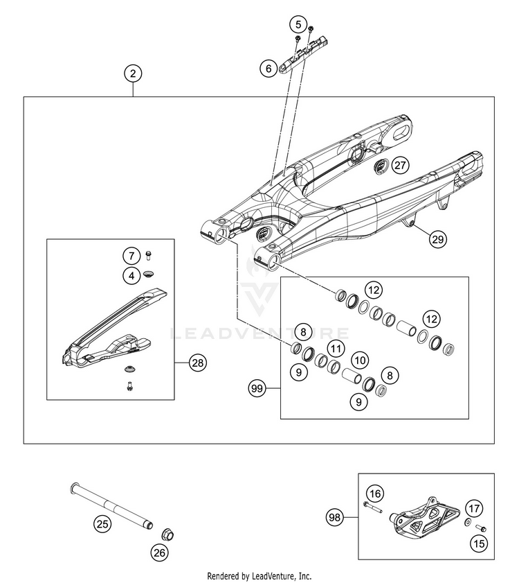 Swing Arm 250 XC TPI CHASSIS - 2020 Schematic