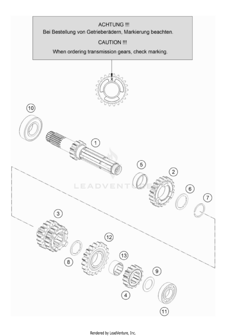 Transmission I - Main Shaft 150 / EXC / XC-W Engine - 2023 Schematic