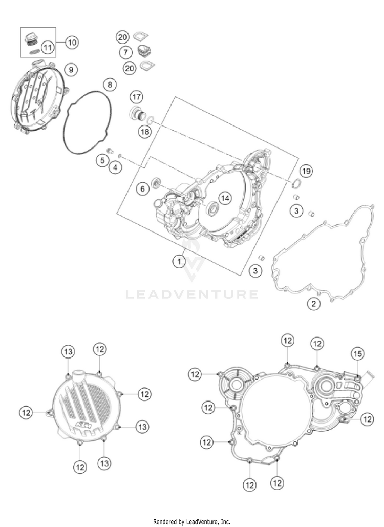 Clutch Cover 250 XC TPI Engine - 2022 Schematic