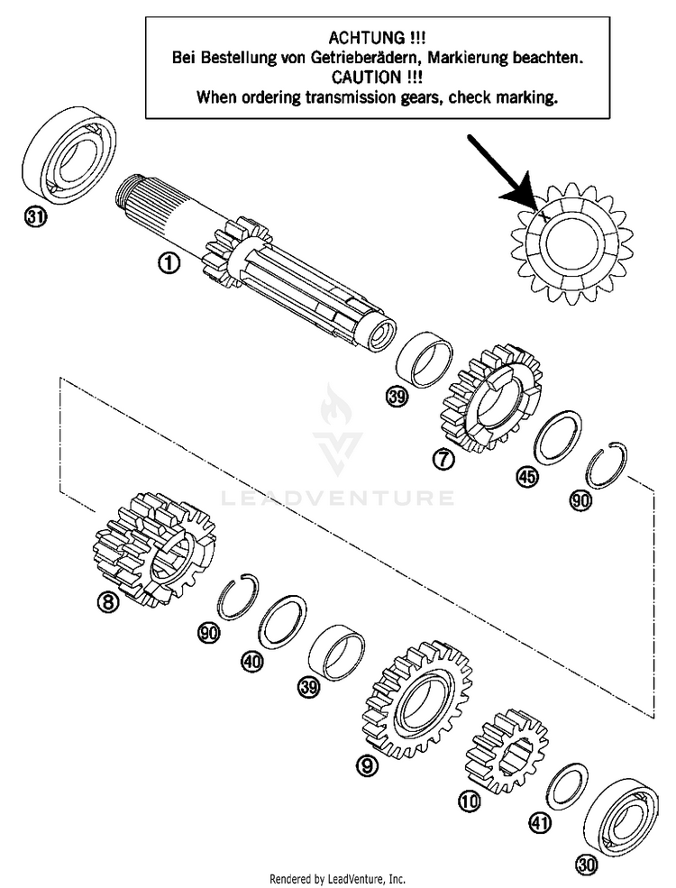 Transmission I - Main Shaft 200 XC Engine - 2008 Schematic