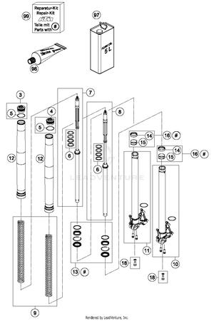 Front Fork Disassembled Schematic