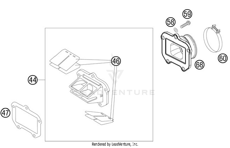 Reed Valve Case 150 SX Engine - 2012 Schematic