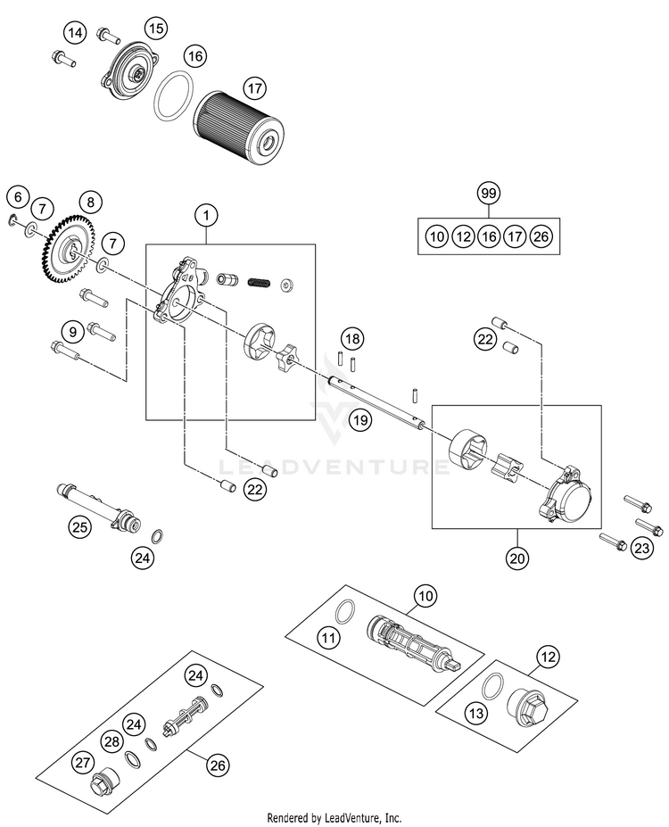 Lubricating System RC 390 ENGINE - 2018 Schematic
