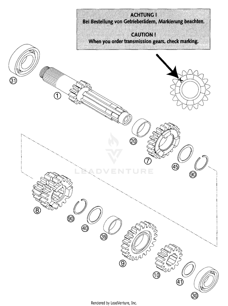 Transmission I - Main Shaft 200 SX Engine - 2004 Schematic