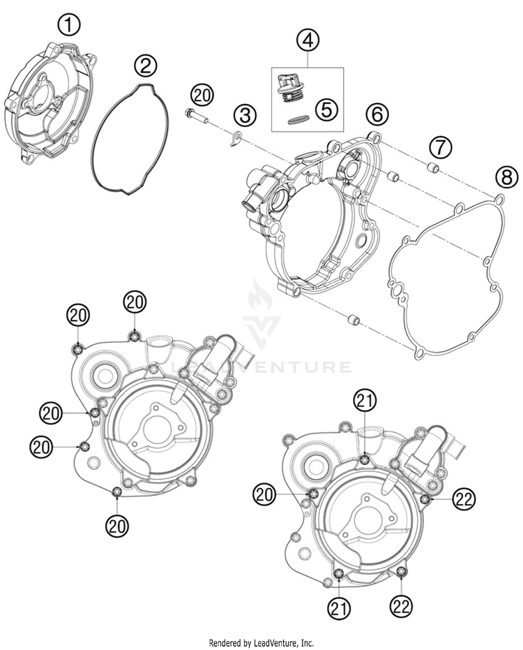 Clutch Cover 65 SX Engine - 2011 Schematic