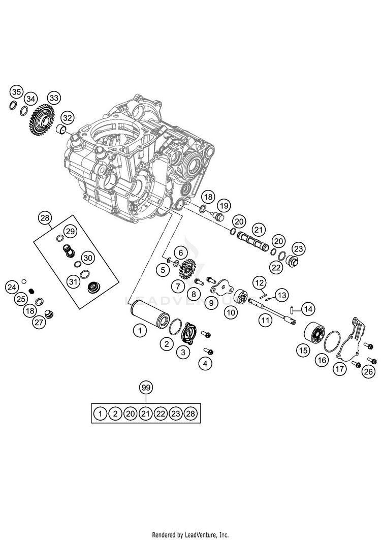Lubricating System 500 EXC-F SIX DAYS ENGINE - 2020 Schematic