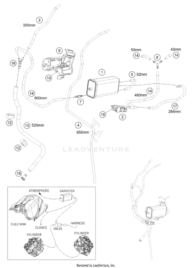 Evaporative Canister 1390 SUPER DUKE R EVO, orange CHASSIS - 2024 Schematic