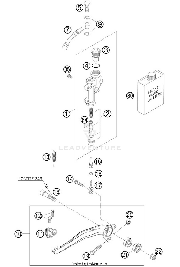 Rear Brake Control 250 XCFW Chassis - 2012 Schematic