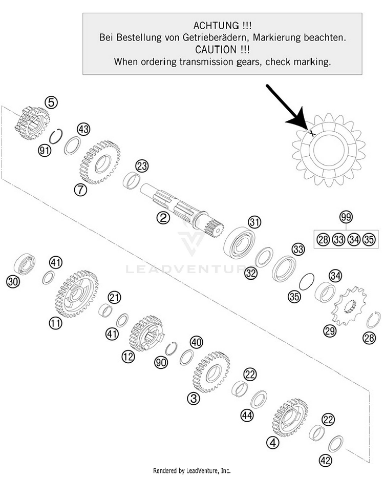 Transmission Ii - Countershaft 125 SX Engine - 2012 Schematic