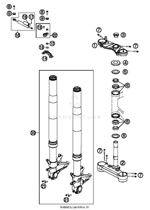 Front Fork, Triple Clamp Schematic