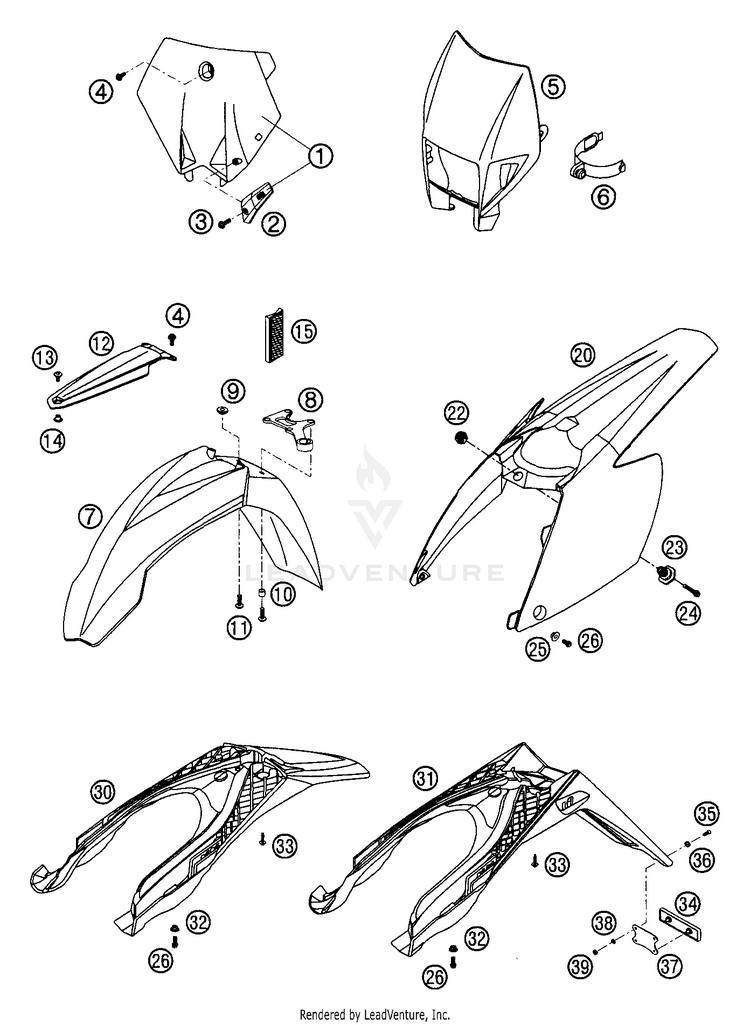 Mask, Fenders 200 EXC Chassis - 2004 Schematic