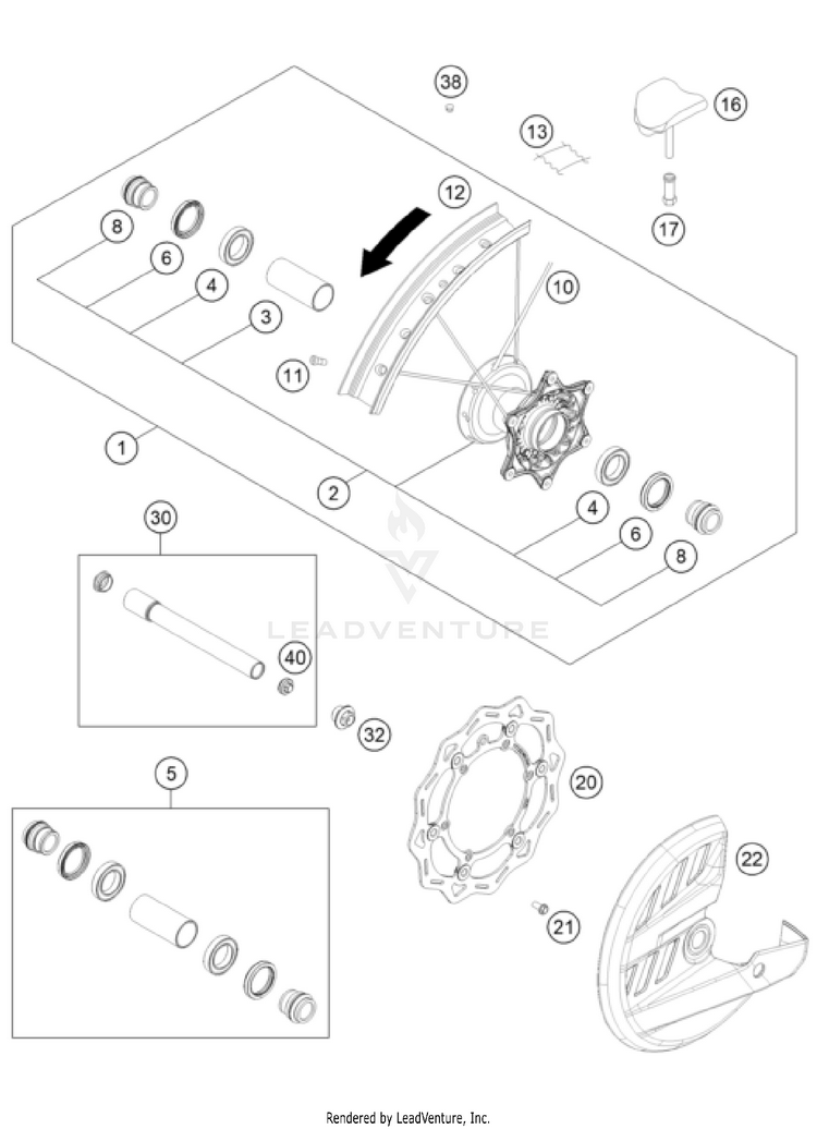 Front Wheel 350 XC-F CHASSIS - 2024 Schematic
