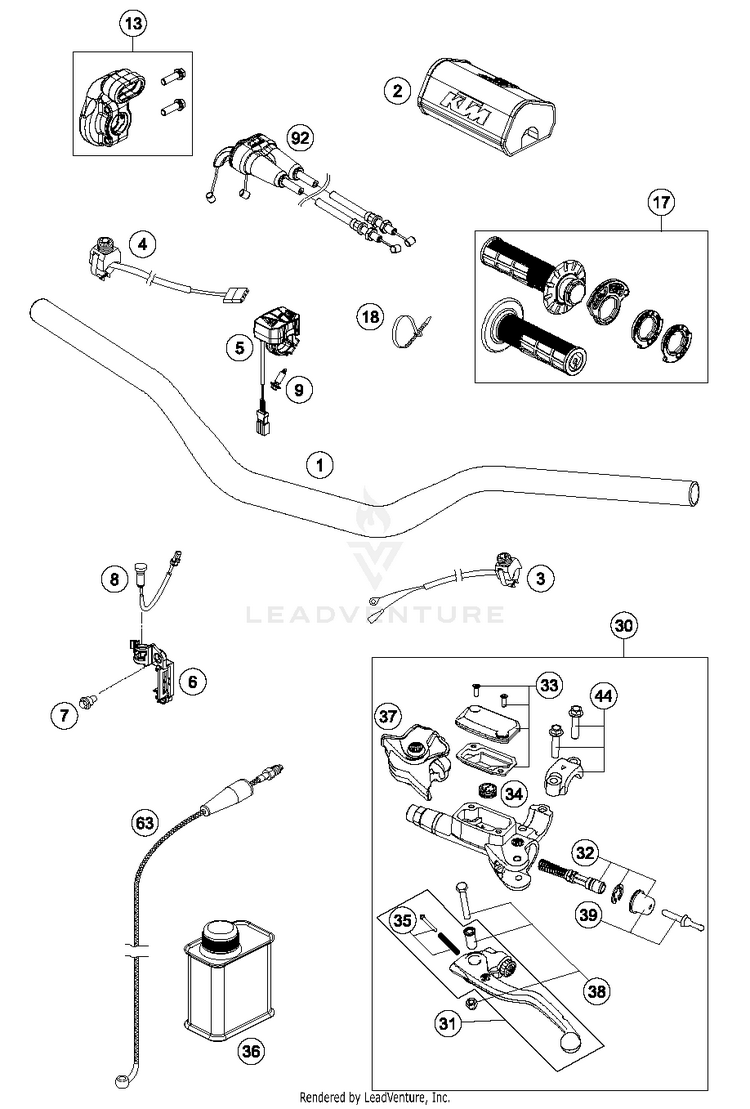 Handlebar, Controls 350 SX-F CHASSIS - 2018 Schematic