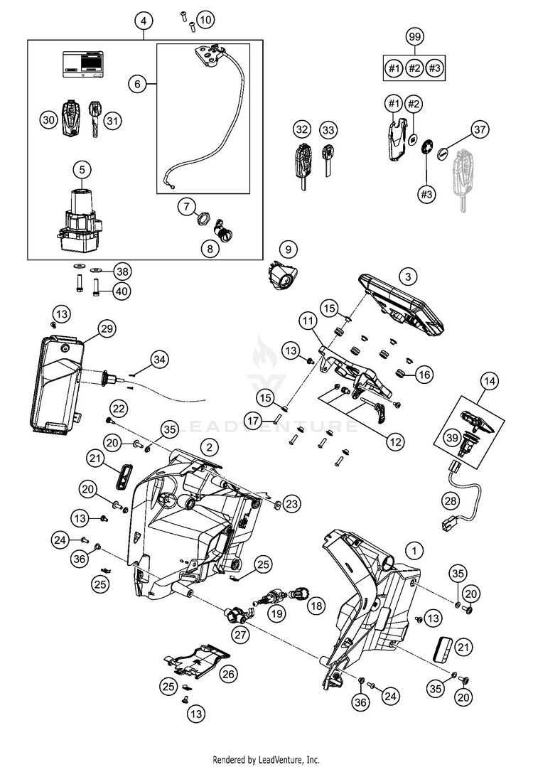 Instruments / Lock System 1290 SUPER ADVENTURE S ORANGE CHASSIS - 2020 Schematic
