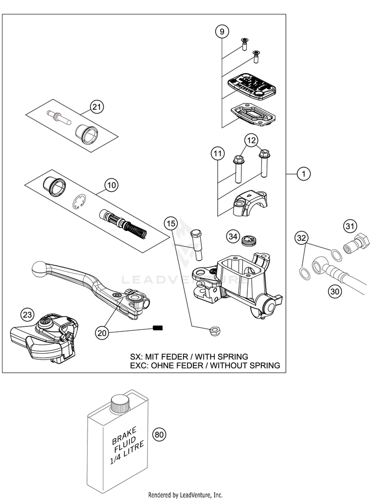 Front Brake Control 450 SX-F Chassis - 2021 Schematic