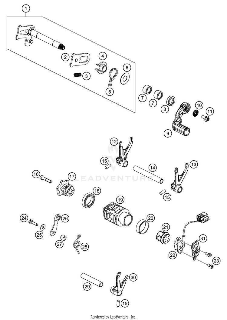Shifting Mechanism 350 SX-F ENGINE - 2020 Schematic