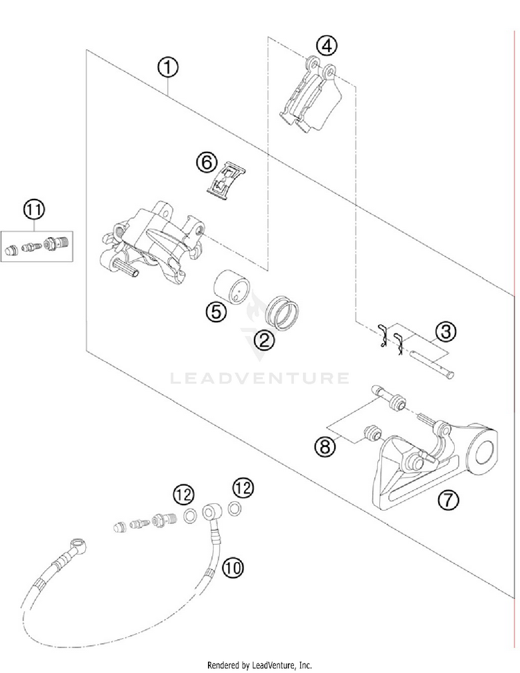Brake Caliper Rear 200 XCW Chassis - 2012 Schematic