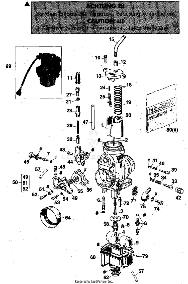 Carburetor Dell Orto Phm 40 Sd 620 RXC-E Engine - 1997 Schematic