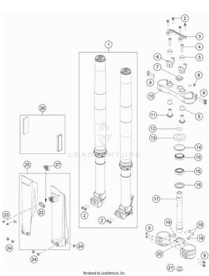 Front Fork, Triple Clamp Schematic