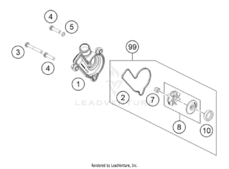 Water Pump 250 SX-F ENGINE - 2025 Schematic