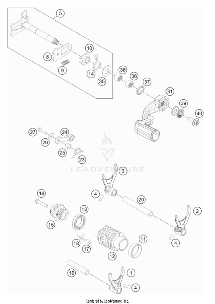 Shifting Mechanism 250 XC TPI Engine - 2022 Schematic