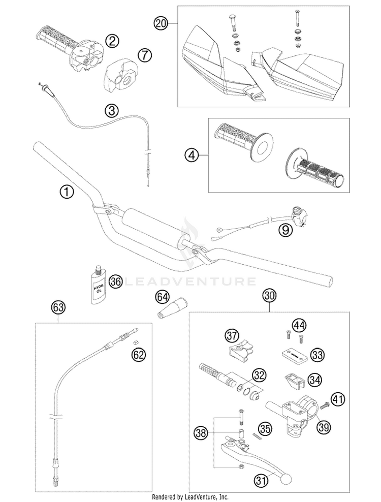 Handlebar, Controls 65 XC Chassis - 2009 Schematic