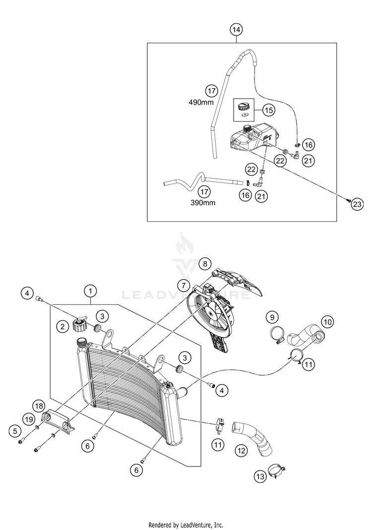 Cooling System 890 ADV R Engine - 2021 Schematic
