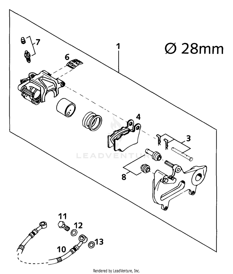 Brake Caliper Rear 200 EXC Chassis - 2001 Schematic