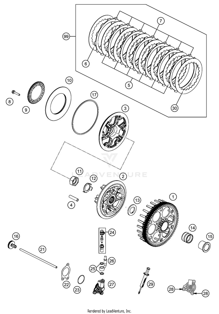 Clutch 350 SX-F ENGINE - 2020 Schematic