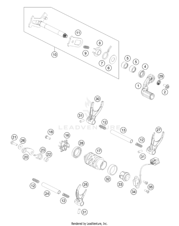 Shifting Mechanism 500 EXC-F USA Engine - 2023 Schematic