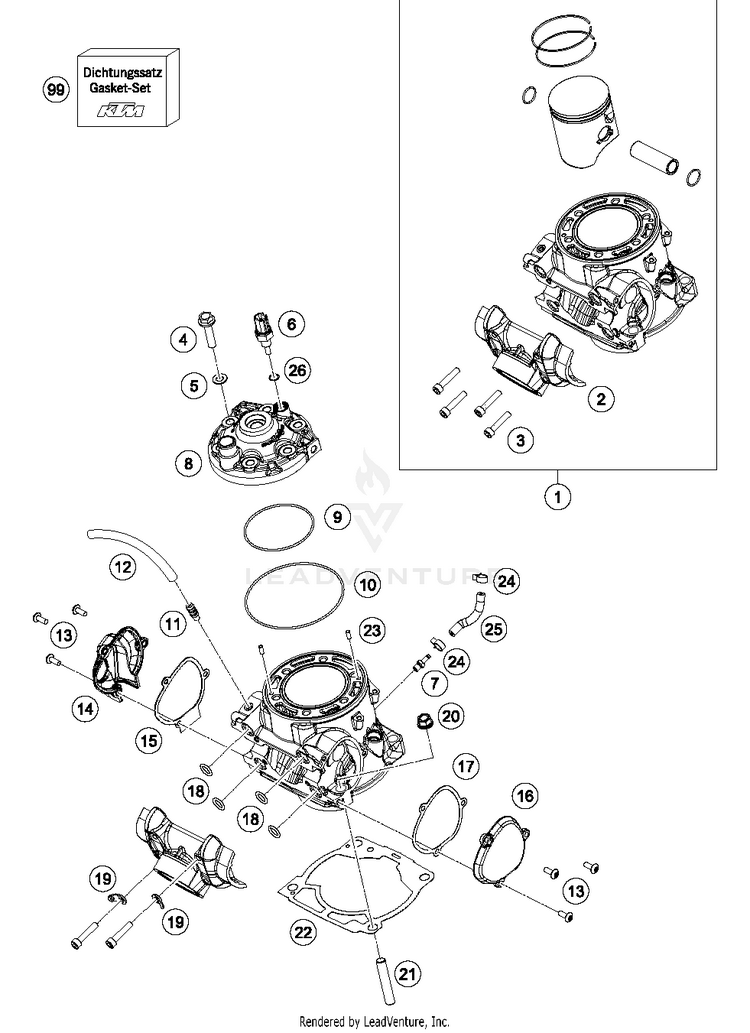 Cylinder, Cylinder Head 250 XC-W TPI ENGINE - 2018 Schematic