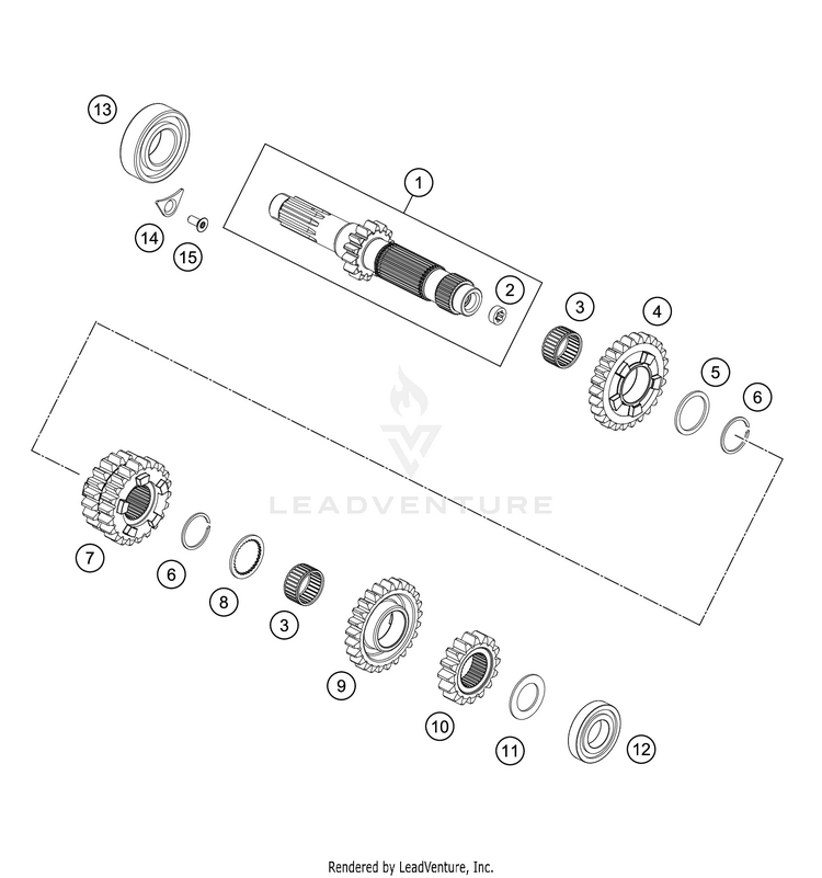 Transmission I - Main Shaft 250 XC ENGINE - 2018 Schematic