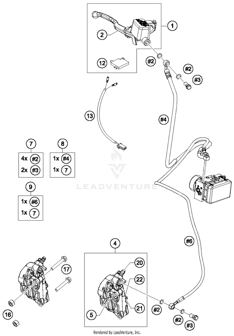 Brake Caliper Front RC 390 WHITE Chassis - 2016 Schematic