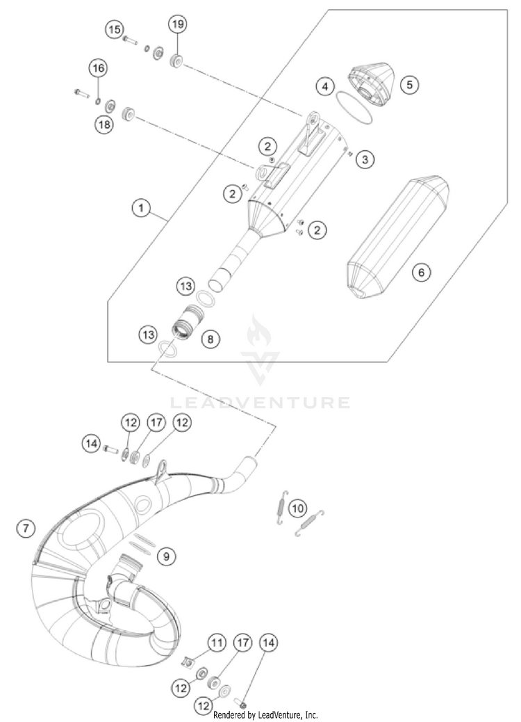 Exhaust System 250 XC CHASSIS - 2025 Schematic