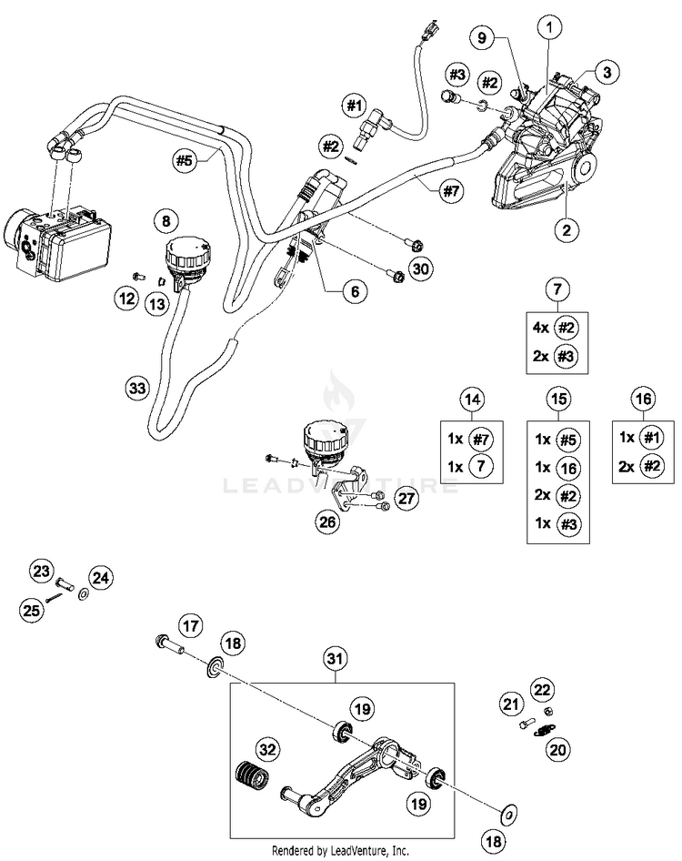 Brake Caliper Rear RC 390 CUP USA Chassis - 2015 Schematic