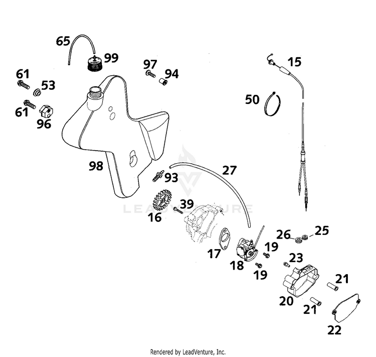 Fresh Oil Lubrication 200 EXC Engine - 2001 Schematic
