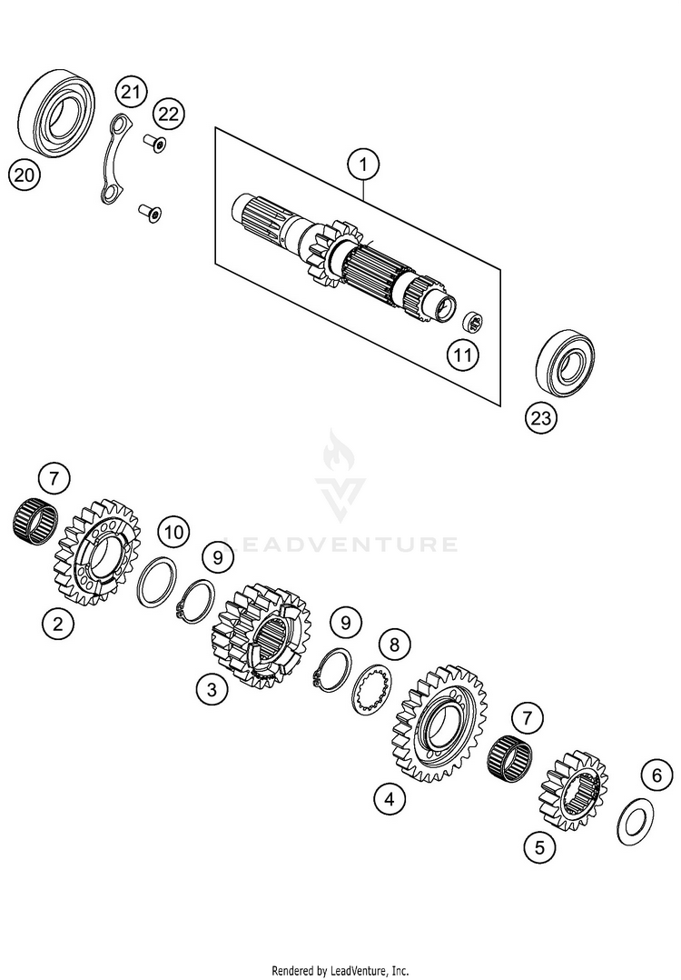 Transmission I - Main Shaft 450 EXC-F ENGINE - 2019 Schematic