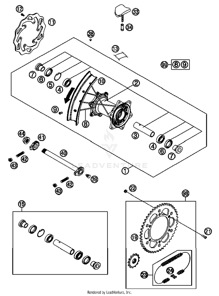 Rear Wheel 150 XC USA Chassis - 2013 Schematic
