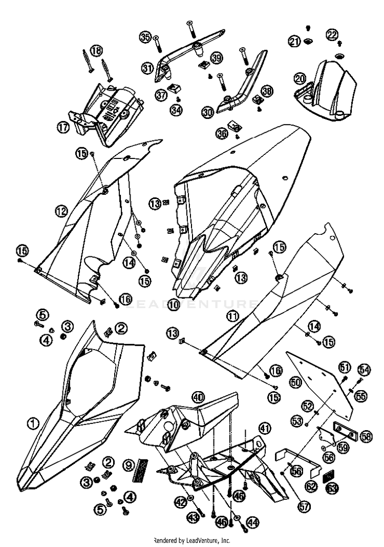 Mask, Fenders 690 Supermoto Orange Chassis - 2007 Schematic