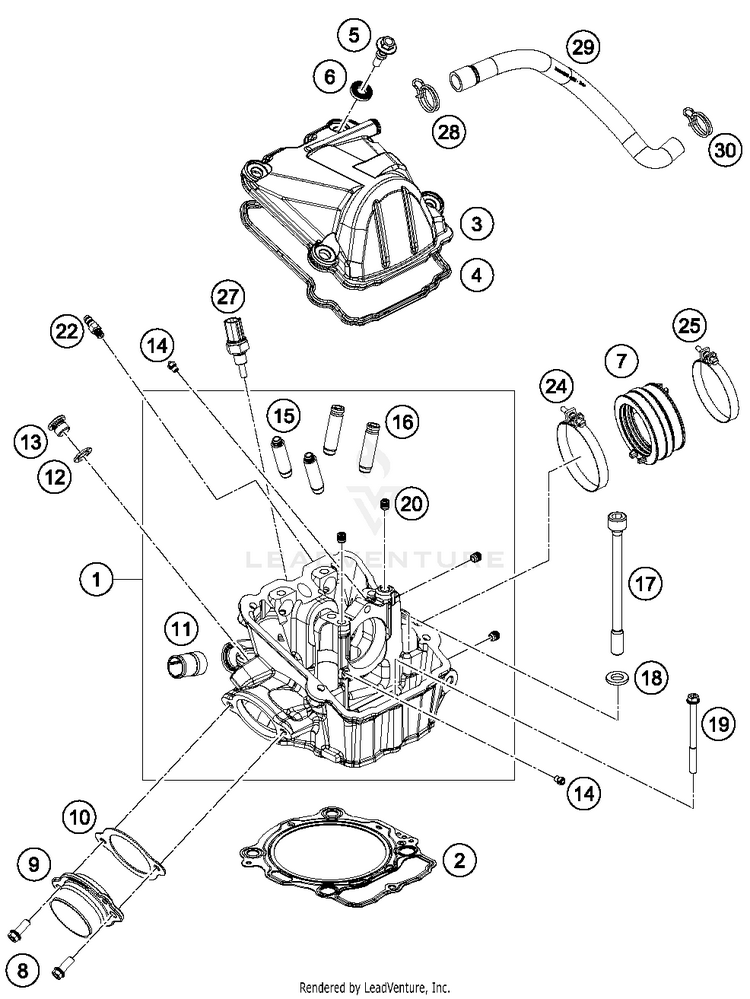 Cylinder Head 500 EXC-F ENGINE - 2018 Schematic