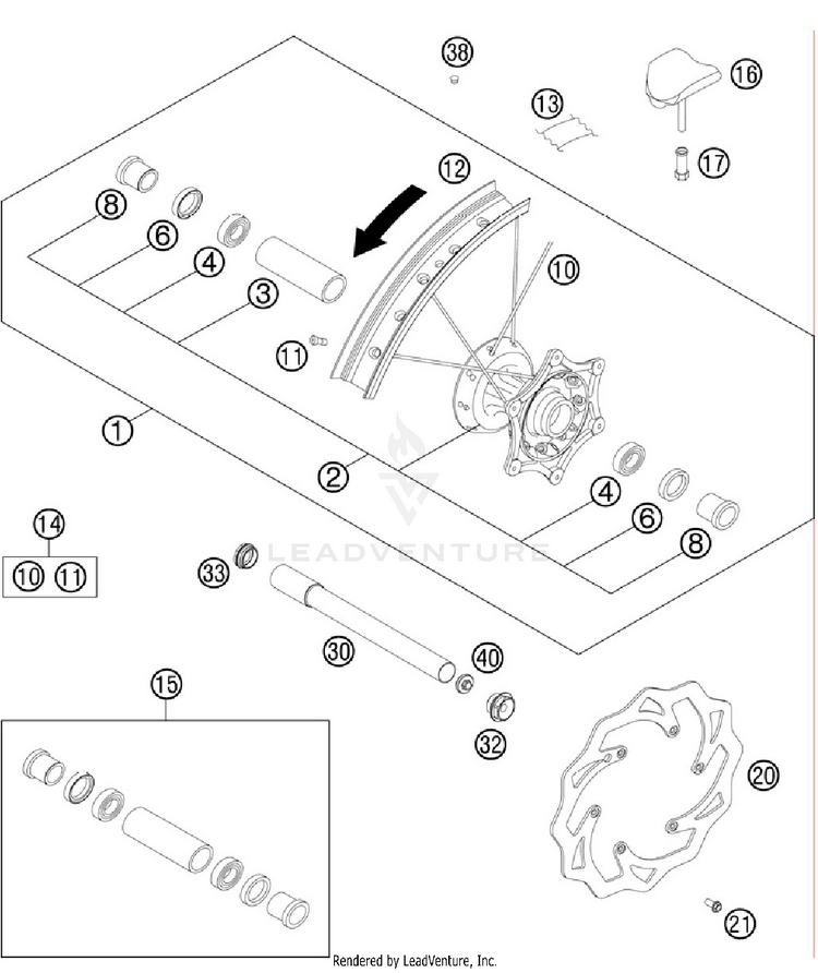 Front Wheel 250 XC Chassis - 2012 Schematic