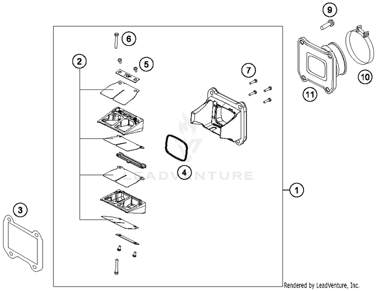 Reed Valve Case 250 SX Engine - 2016 Schematic