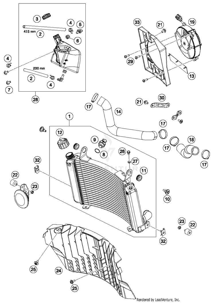 Cooling System 690 ENDURO R ENGINE - 2017 Schematic