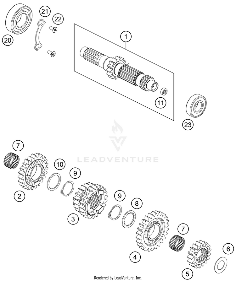 Transmission I - Main Shaft 450 EXC-F SIX DAYS ENGINE - 2019 Schematic