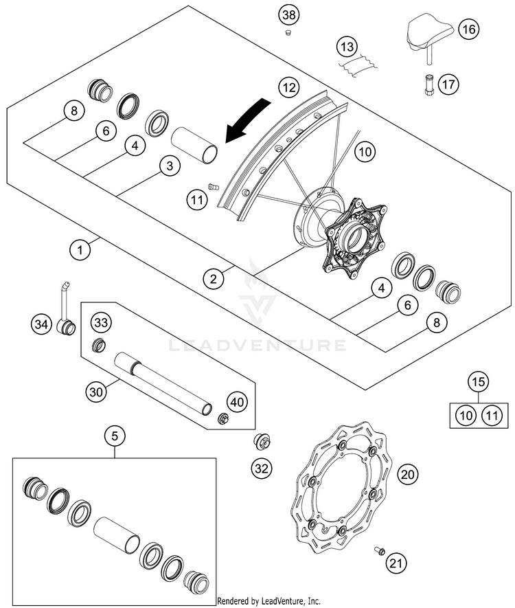 Front Wheel 500 EXC-F SIX DAYS CHASSIS - 2020 Schematic