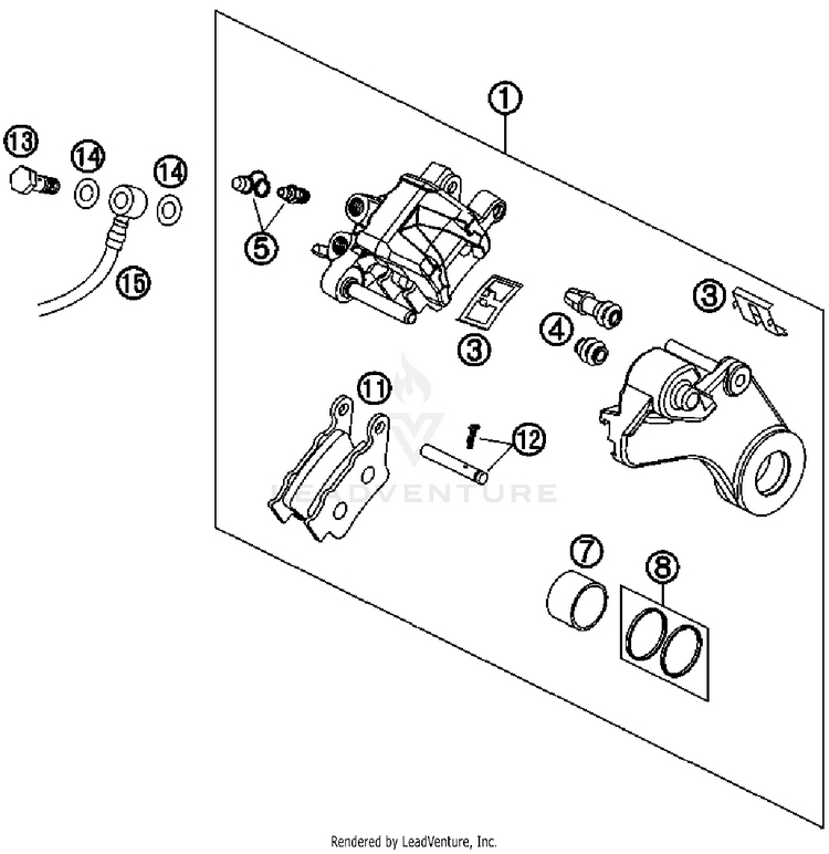 Brake Caliper Rear 690 Duke Chassis - 2008 Schematic