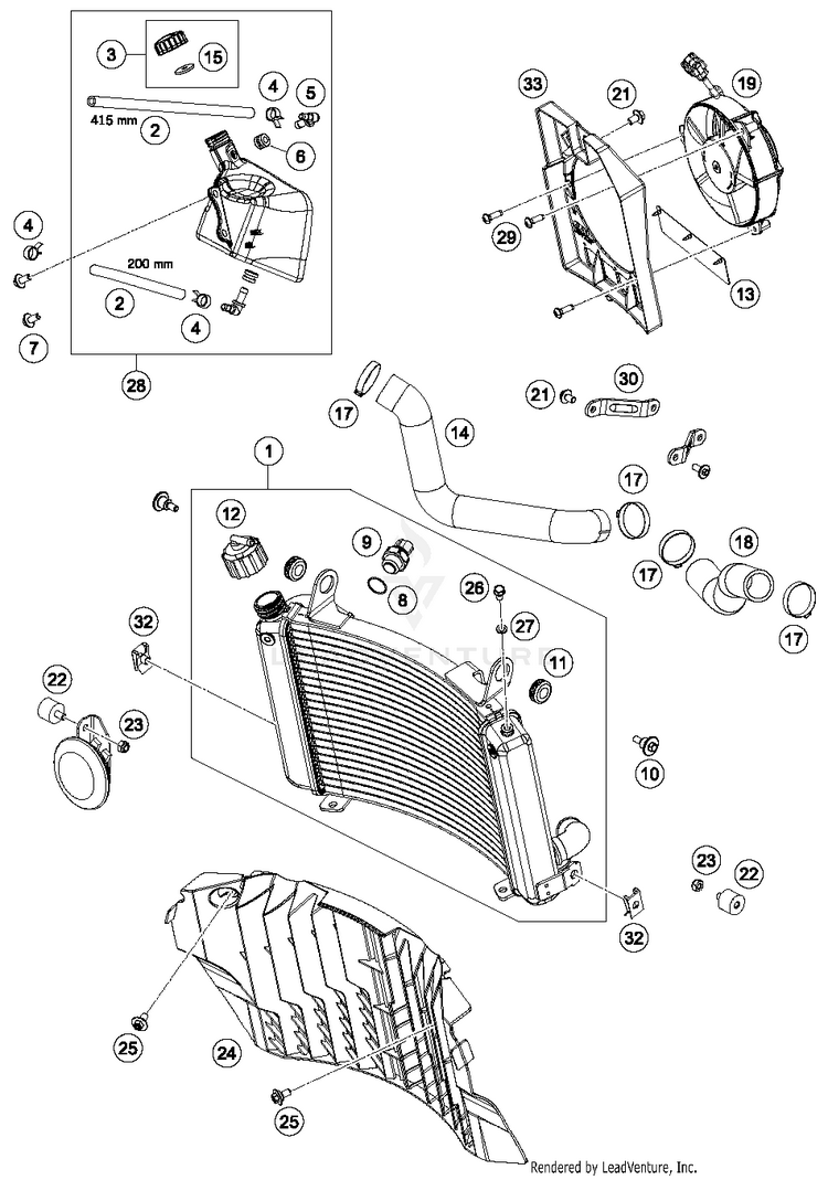 Cooling System 690 ENDURO R Engine - 2016 Schematic