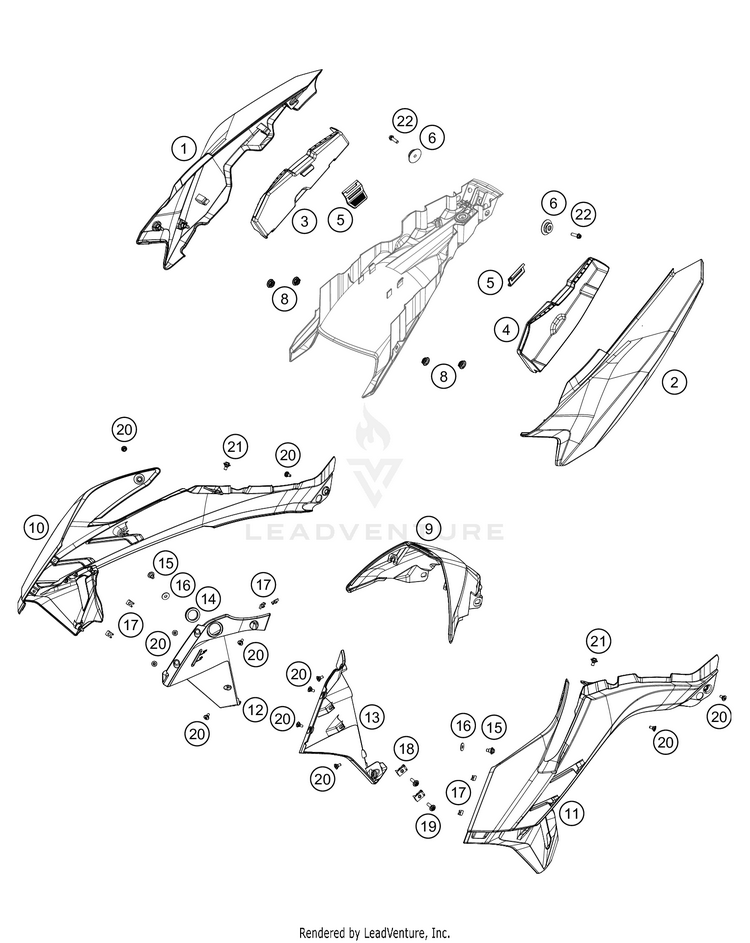 Side Trim 890 ADV R RALLY Chassis - 2021 Schematic
