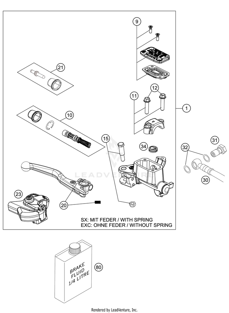 Front Brake Control 350 SX-F Chassis - 2021 Schematic