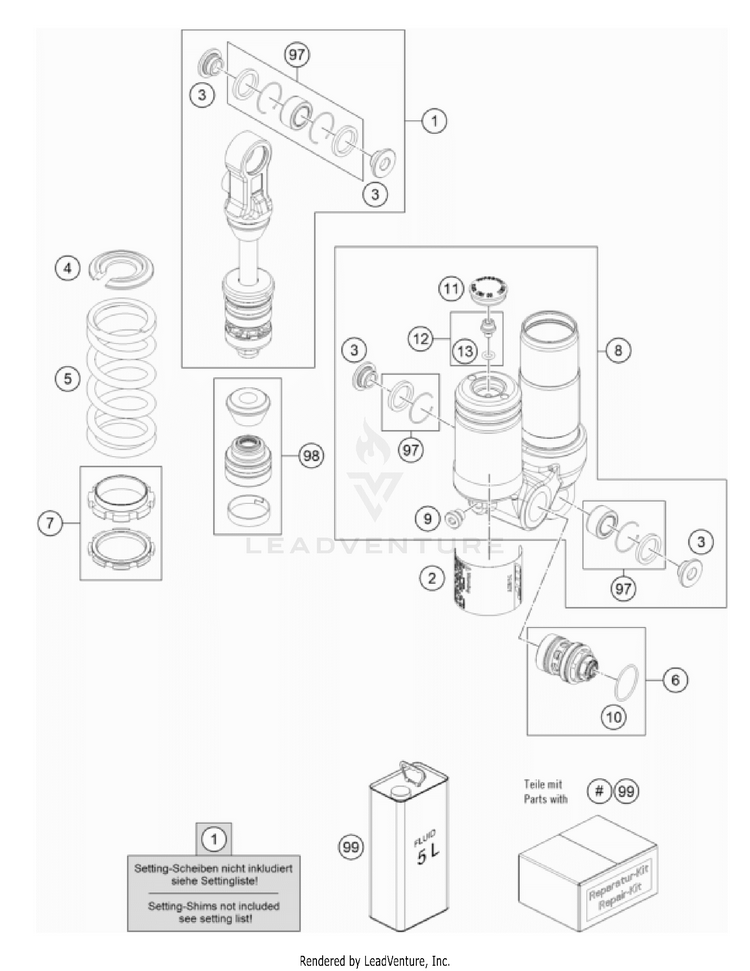 Shock Absorber Disassembled Schematic